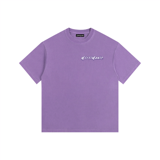 MystiManic - Vintage Washed Oversized T-Shirt - Unisex - Purple/White