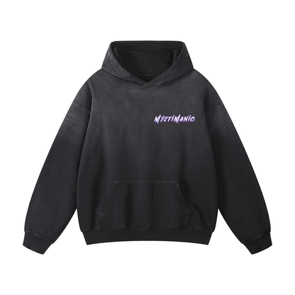 MystiManic - Heavy Sunfade Lux Oversized Hoodie - Unisex - Black/Purple