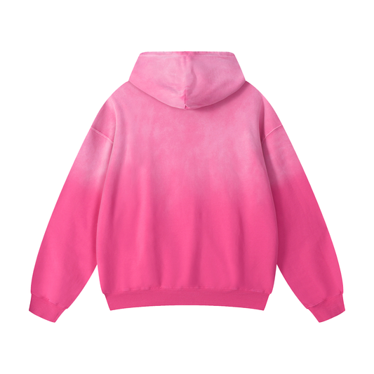 MystiManic - Heavy Sunfade Lux Oversized Hoodie - Unisex - Pink/White