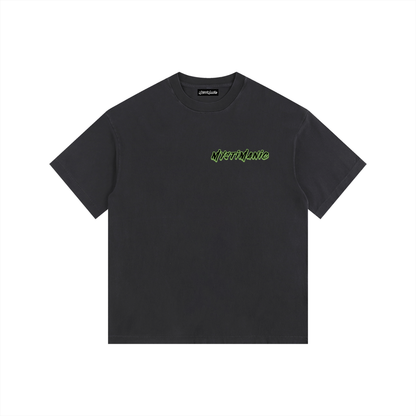 MystiManic - Vintage Washed Oversized T-Shirt - Unisex - Black/Green
