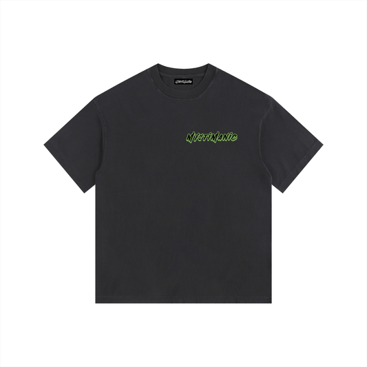 MystiManic - Vintage Washed Oversized T-Shirt - Unisex - Black/Green