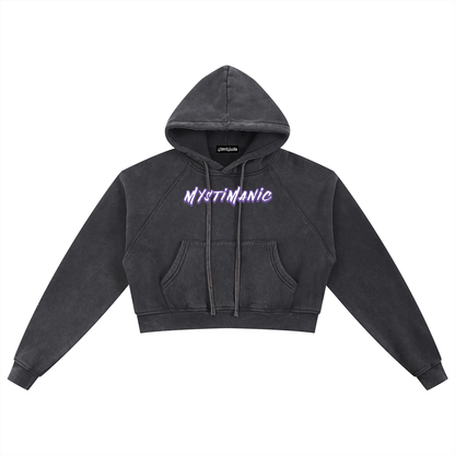 MystiManic - Medium Snow Washed Cropped Hoodie - Woman - Black/Purple