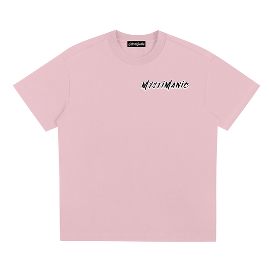Pink Sorona cotton oversized T-shirt – MystiManic Occult Streetwear, front view