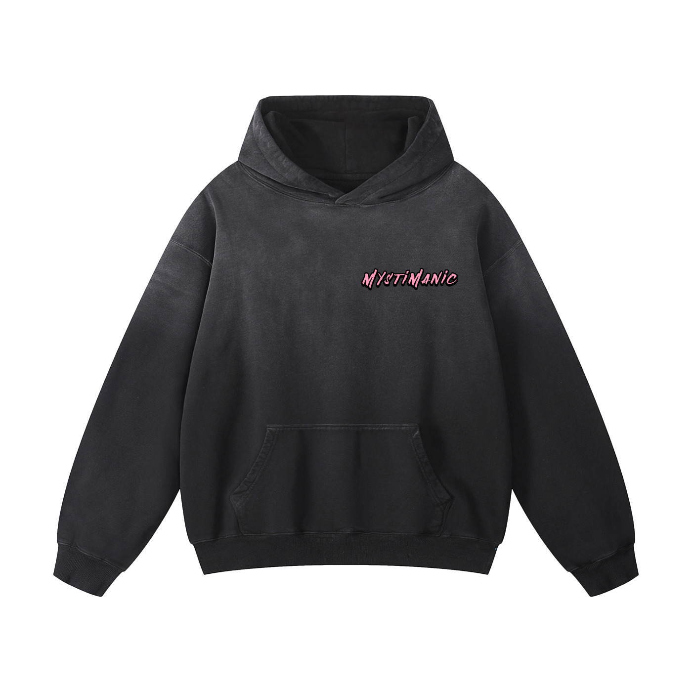 MystiManic - Heavy Sunfade Lux Oversized Hoodie - Unisex - Black/Pink