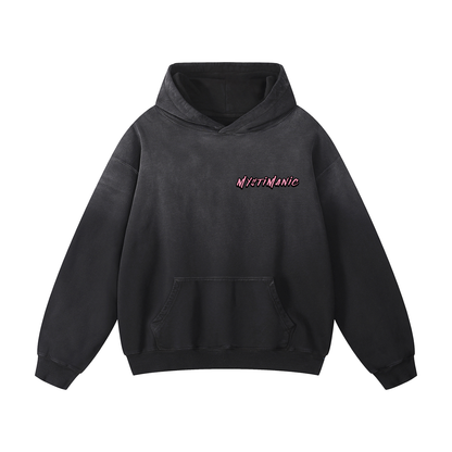 MystiManic - Heavy Sunfade Lux Oversized Hoodie - Unisex - Black/Pink