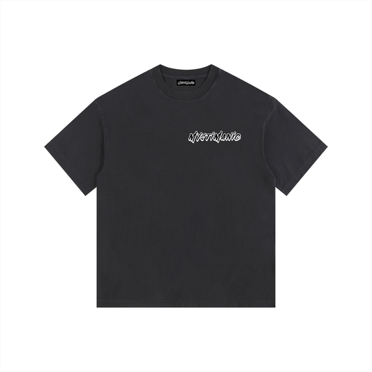 MystiManic - Vintage Washed Oversized T-Shirt - Unisex - Black/Black