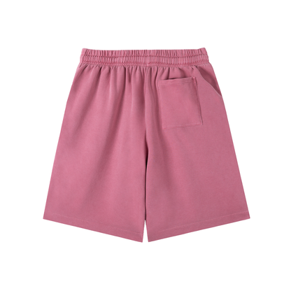 MystiManic - Streetwear Terry French Vintage Washed Shorts - Unisex - Dusty Rose/Pink