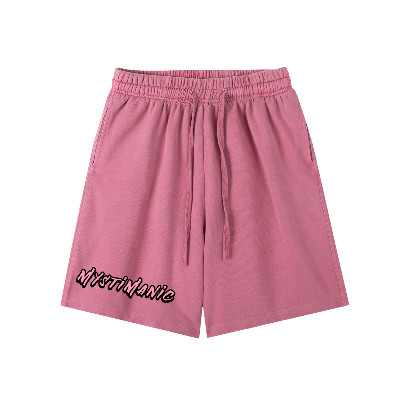 MystiManic - Streetwear Terry French Vintage Washed Shorts - Unisex - Dusty Rose/Pink