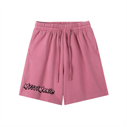 MystiManic - Streetwear Terry French Vintage Washed Shorts - Unisex - Dusty Rose/Pink