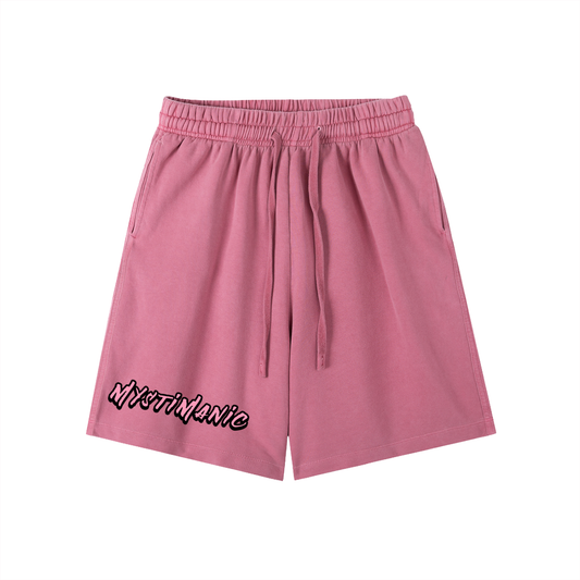 MystiManic - Streetwear Terry French Vintage Washed Shorts - Unisex - Dusty Rose/Pink