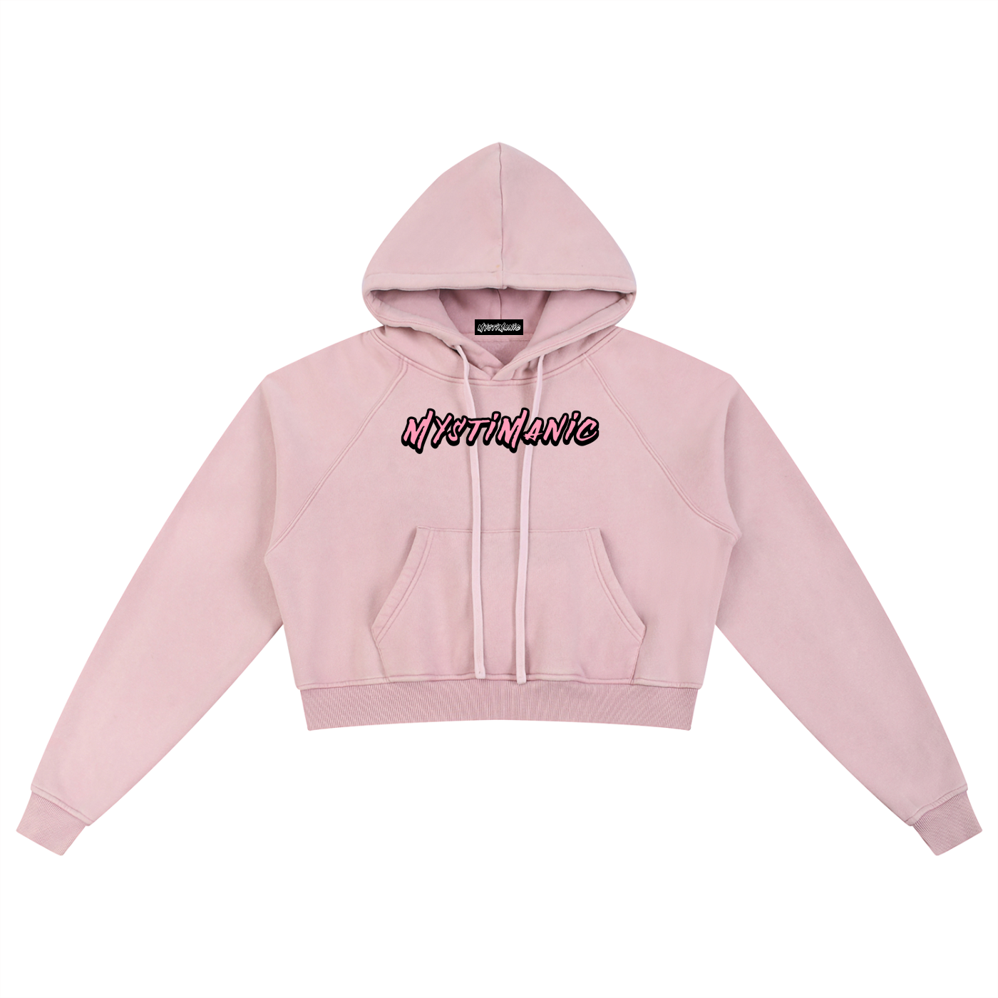 MystiManic - Medium Snow Washed Cropped Hoodie - Woman - Light Pink/Pink
