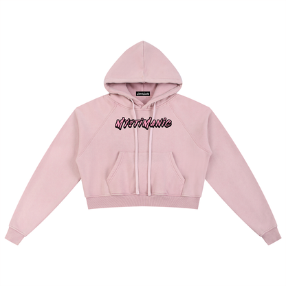 MystiManic - Medium Snow Washed Cropped Hoodie - Woman - Light Pink/Pink