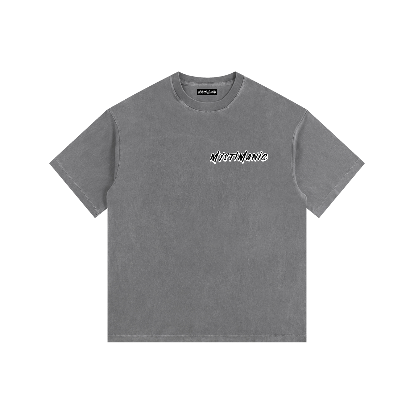 MystiManic - Vintage Washed Oversized T-Shirt - Unisex - Gray/Black
