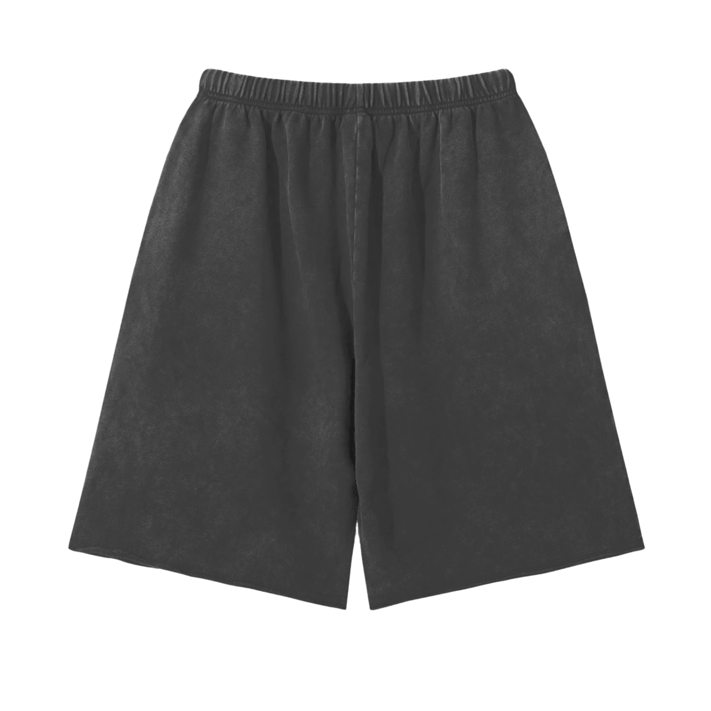 MystiManic - Streetwear Snow Washed Raw Edge Shorts - Unisex - Black/Green
