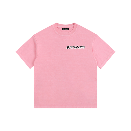 MystiManic - Vintage Washed Oversized T-Shirt - Unisex - Pink/Black