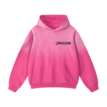 MystiManic - Heavy Sunfade Lux Oversized Hoodie - Unisex - Pink/White