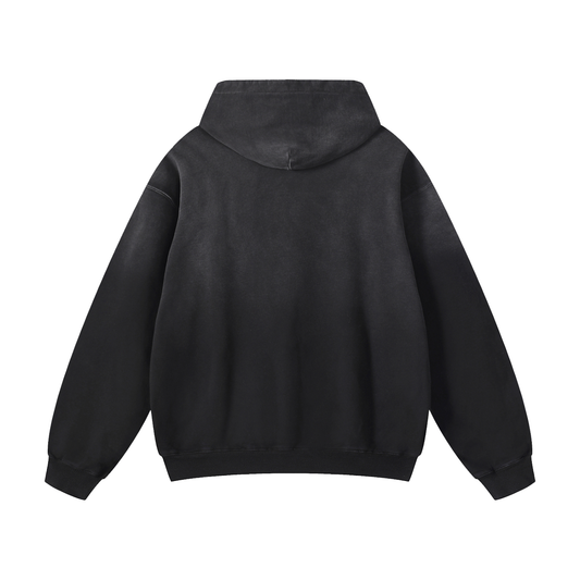 MystiManic - Heavy Sunfade Lux Oversized Hoodie - Unisex - Black/White