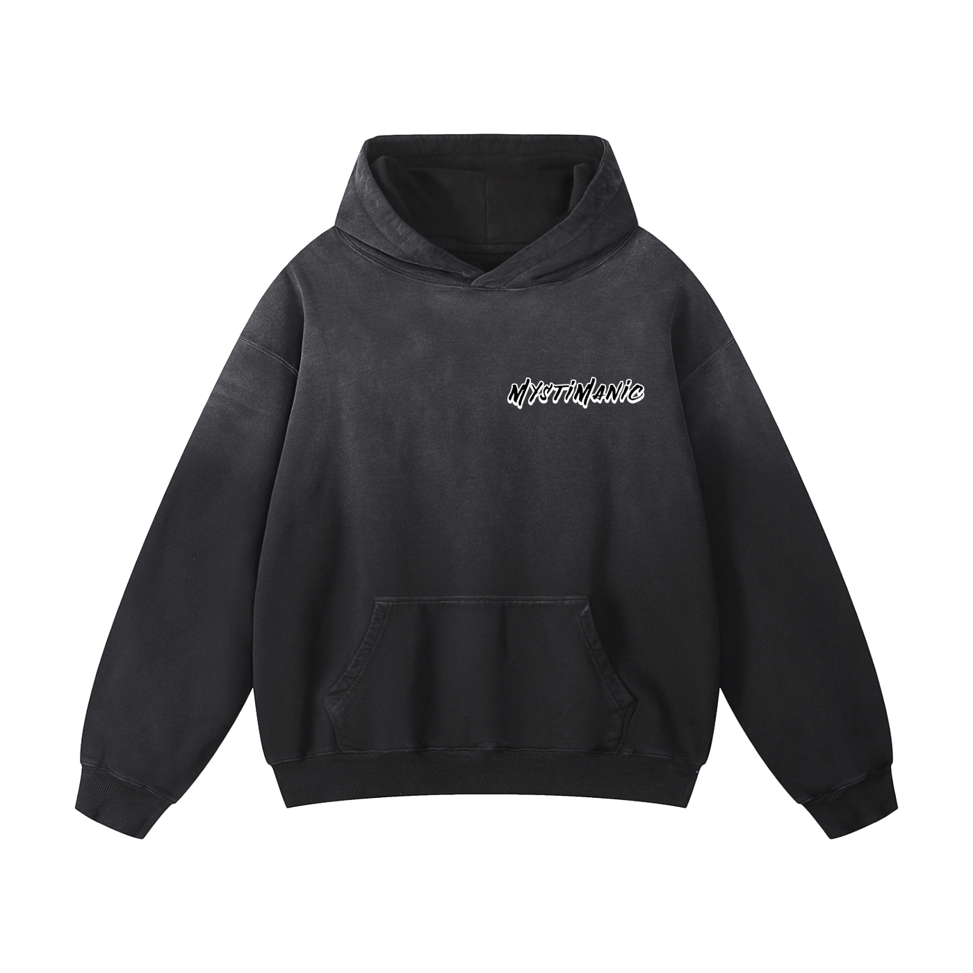 MystiManic - Heavy Sunfade Lux Oversized Hoodie - Unisex - Black/White