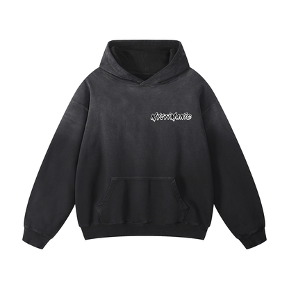 MystiManic - Heavy Sunfade Lux Oversized Hoodie - Unisex - Black/White