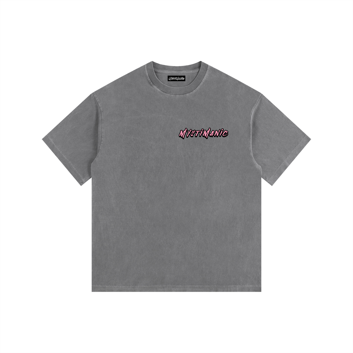 MystiManic - Vintage Washed Oversized T-Shirt - Unisex - Gray/Pink
