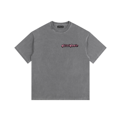 MystiManic - Vintage Washed Oversized T-Shirt - Unisex - Gray/Pink