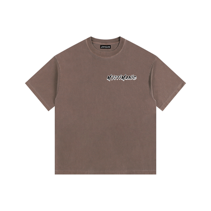 MystiManic - Vintage Washed Oversized T-Shirt - Unisex - Coffee/Black