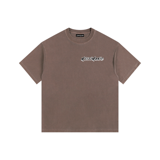 MystiManic - Vintage Washed Oversized T-Shirt - Unisex - Coffee/Black